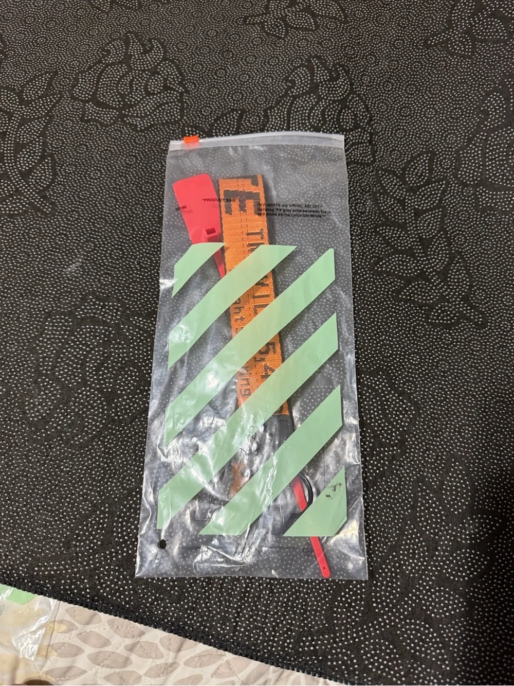 Off-White Orange and Black Branded Web Key Strap